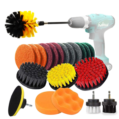 los accesorios del cepillo del taladro 22pcs fijados para fregar los cojines limpian el cepillo del depurador con esponja del poder
