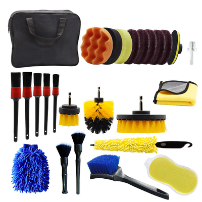 26 Pcs Kit de detalle de automóviles Kit de herramientas de automóviles internas y externas Conjunto de pincel de limpieza de perforación
