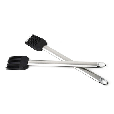 Cepillo de silicona de barbacoa resistente a altas temperaturas Mango de acero inoxidable Cepillo de aceite de hornear Cepillo de barbacoa Grill Cepillo de cocción